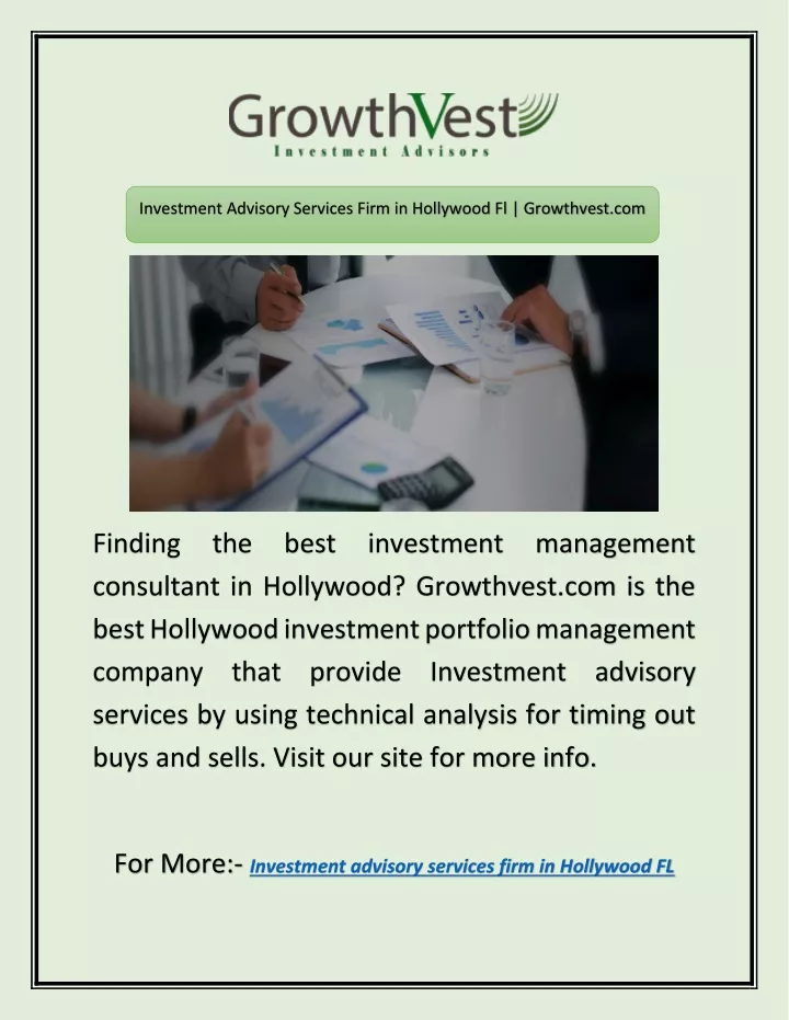 investment advisory services firm in hollywood