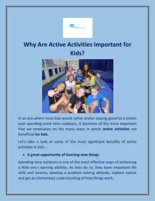 Why Are Active Activities Important for Kids?