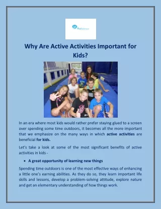 why are active activities important for kids