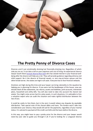 The Pretty Penny of Divorce Cases
