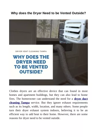Why does the Dryer Need to be Vented Outside?