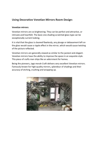 Decorative venetian mirror room design