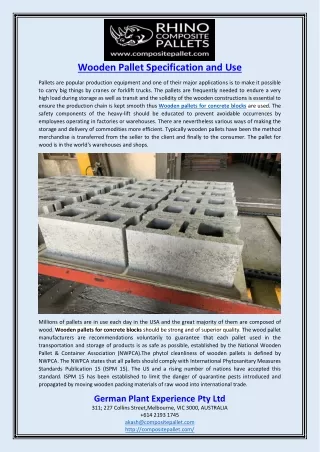 wooden pallet specification and use