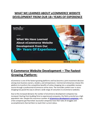 What we have Learned about eCommerce Website Development from our 18  Years of E
