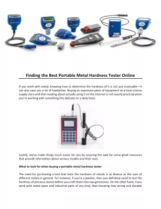 Finding the Best Portable Metal Hardness Tester Online