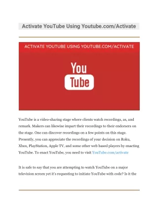 activate youtube using youtube com activate