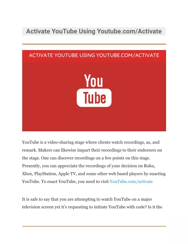 PPT - Activate YouTube Using Youtube.com_Activate PowerPoint ...