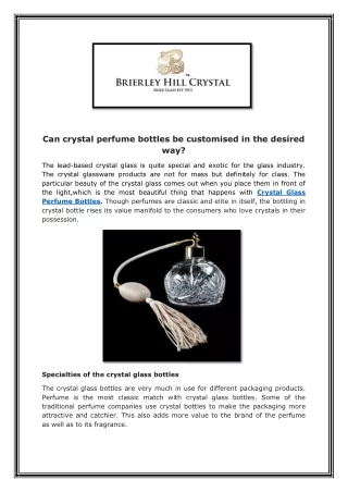 can crystal perfume bottles be customised