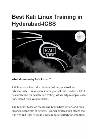 Best Kali Linux Training in Hyderabad