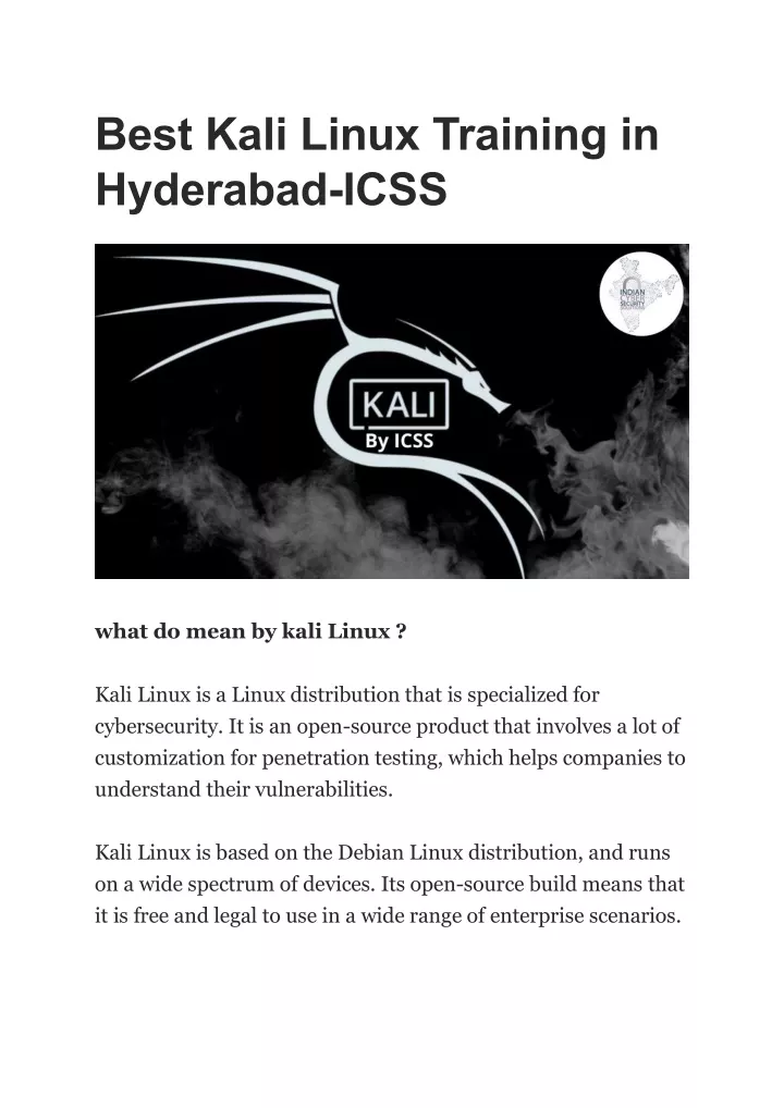 best kali linux training in hyderabad icss