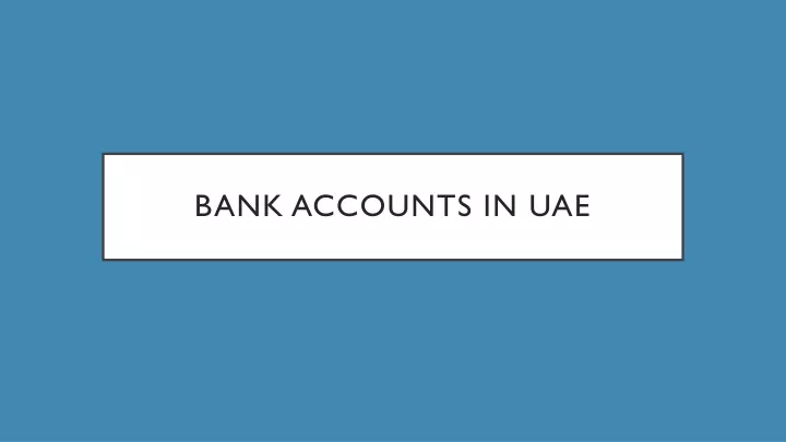 bank accounts in uae