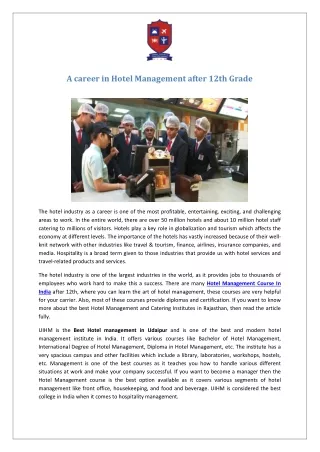 A career in Hotel Management after 12th Grade-converted