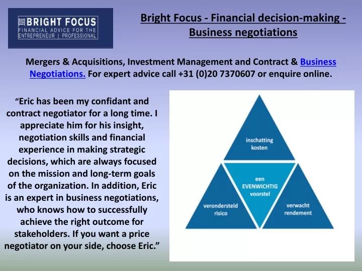 bright focus financial decision making business