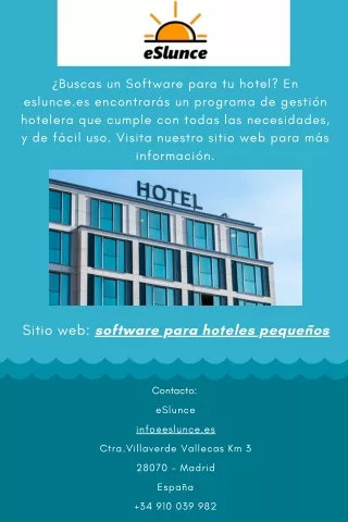 Software para hoteles pequeños en eslunce.es