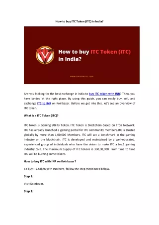 How to Buy ITC Token in India?