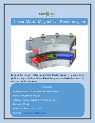 Linear Motor Magnetics | Dextermag.eu