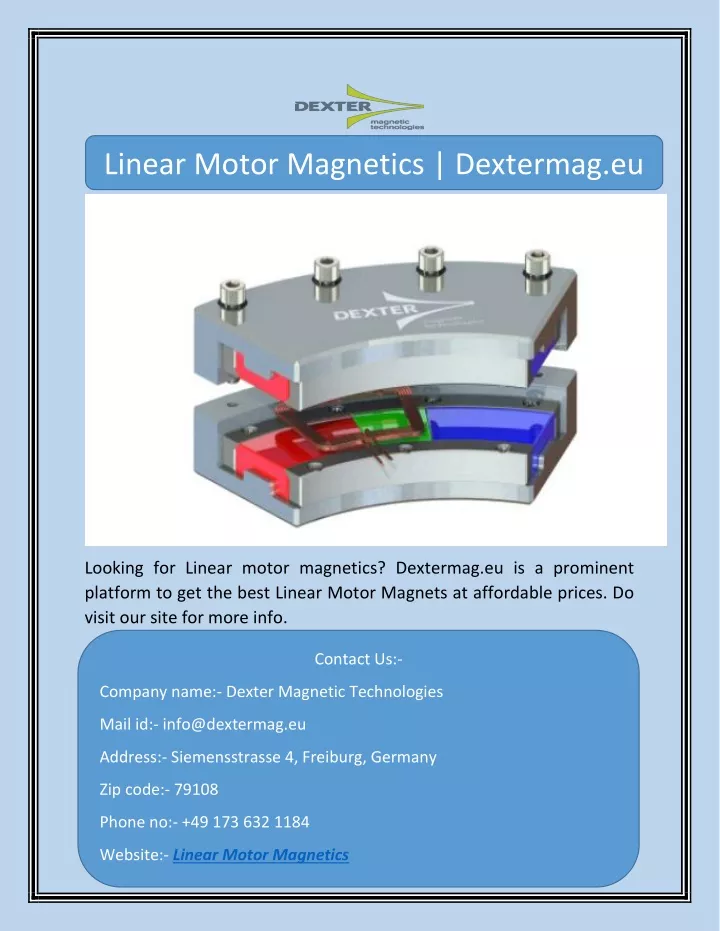 linear motor magnetics dextermag eu