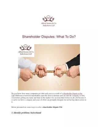 Shareholder Disputes: What To Do?