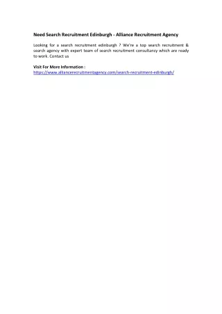 need search recruitment edinburgh alliance