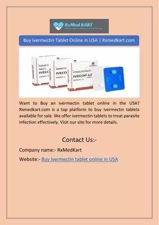 Buy Ivermectin Tablet Online in USA | Rxmedkart.com