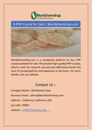 A PHP Crystal for Sale | Worldchemshop.com