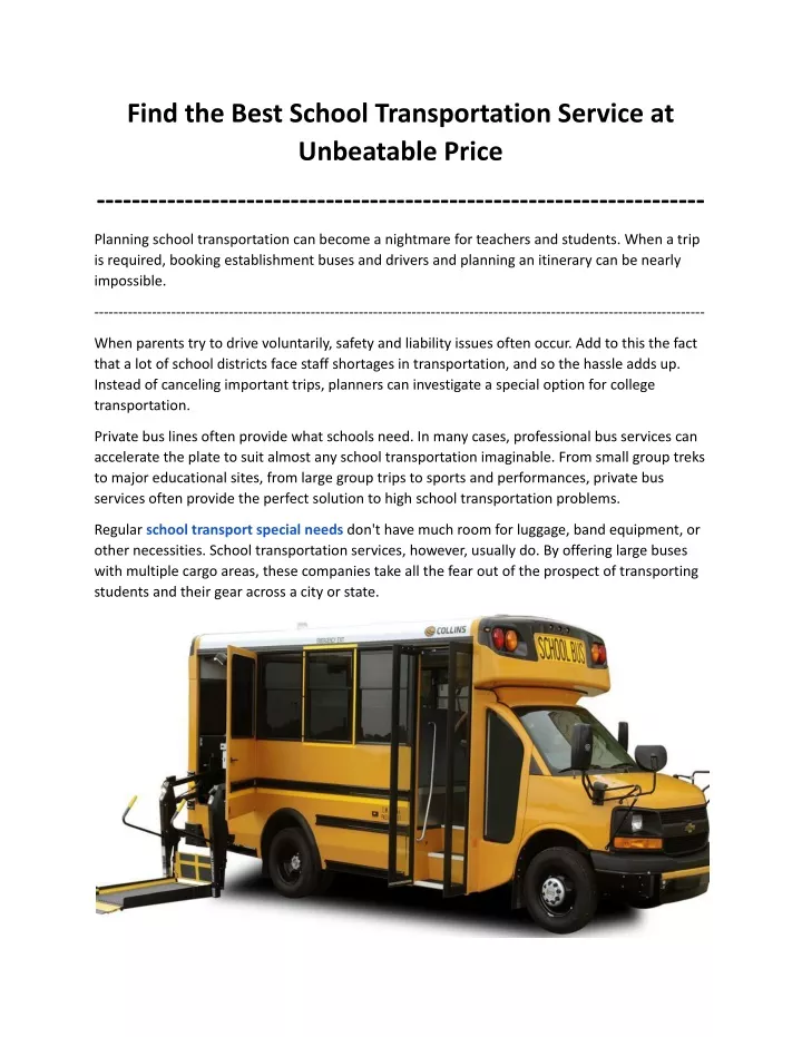 find the best school transportation service