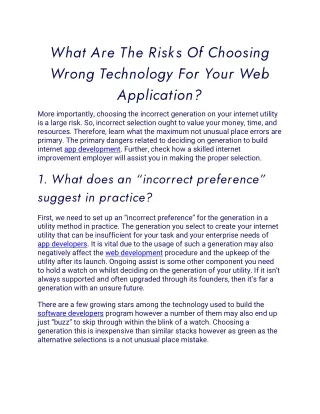 what are the risks of choosing wrong technology