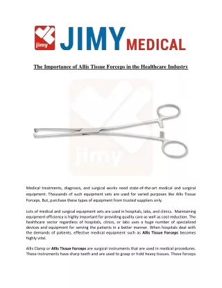 The Importance of Allis Tissue Forceps in the Healthcare Industry
