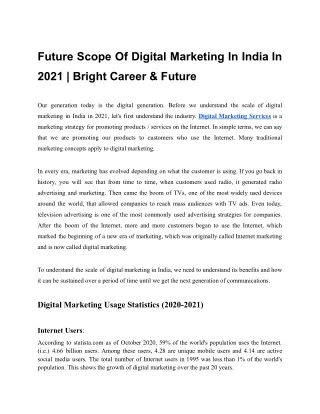 Future Scope Of Digital Marketing In India In 2021 _ Bright Career & Future