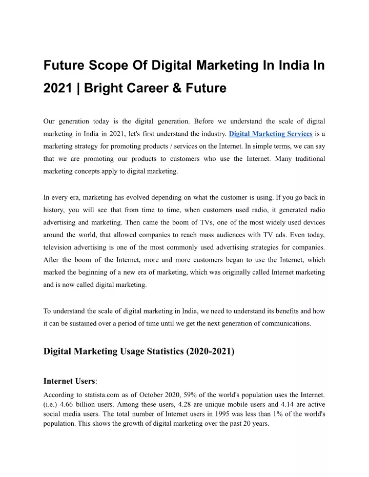future scope of digital marketing in india in