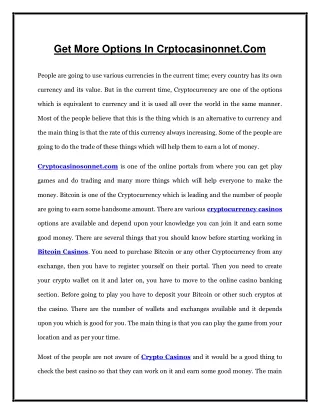 get more options in crptocasinonnet com