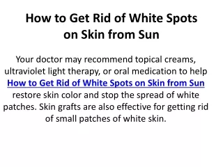 how to get rid of white spots on skin from sun