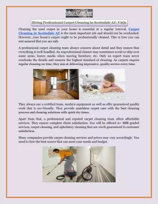 Hiring Professional Carpet Cleaning in Scottsdale AZ- FAQs