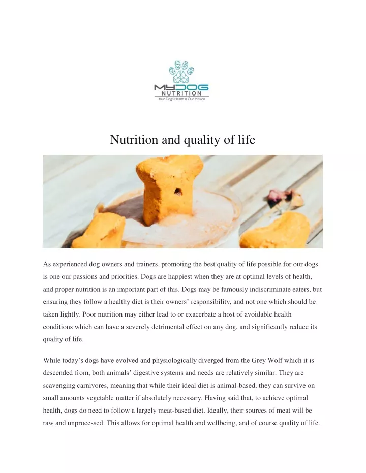 nutrition and quality of life