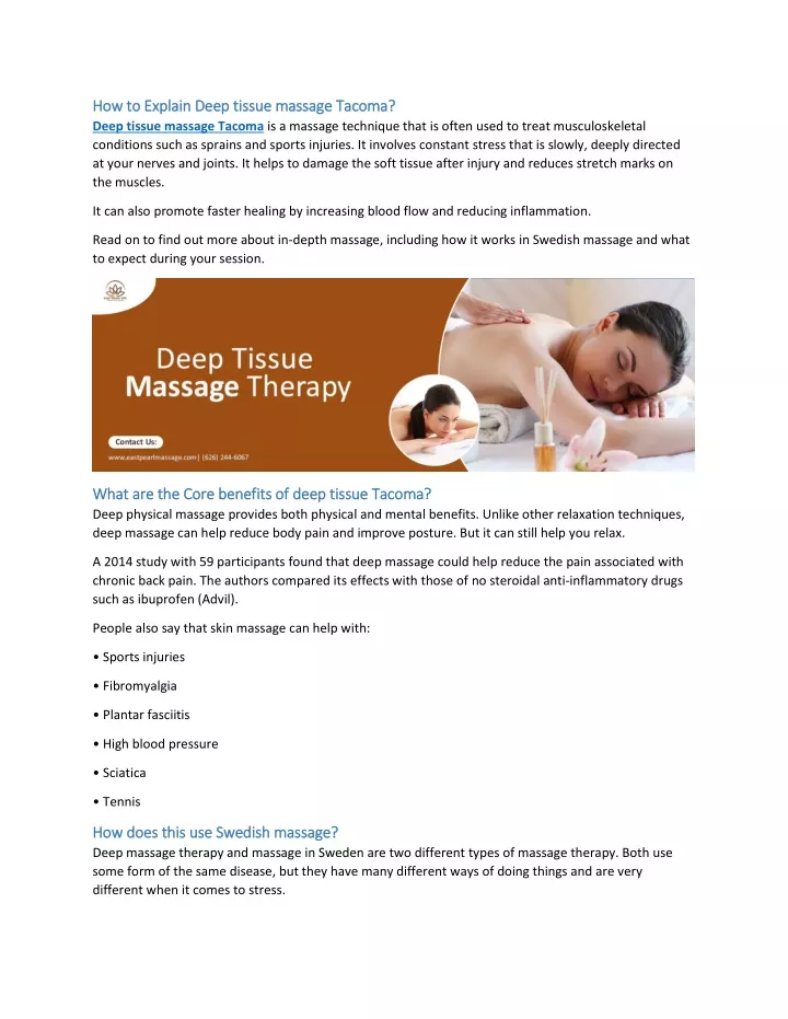 Ppt How To Explain Deep Tissue Massage Tacoma Powerpoint Presentation