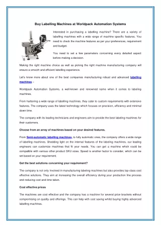 buy labelling machines at worldpack automation