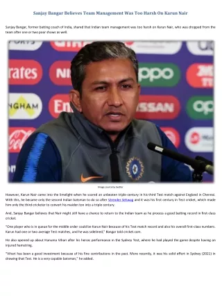 sanjay bangar believes team management