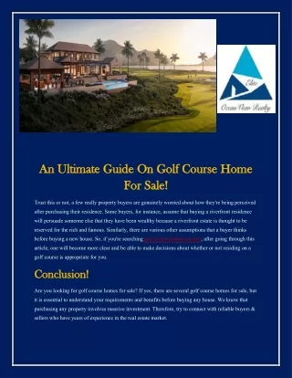 Top Most Golf Course Homes For Sale | Luis Miguel Realtor