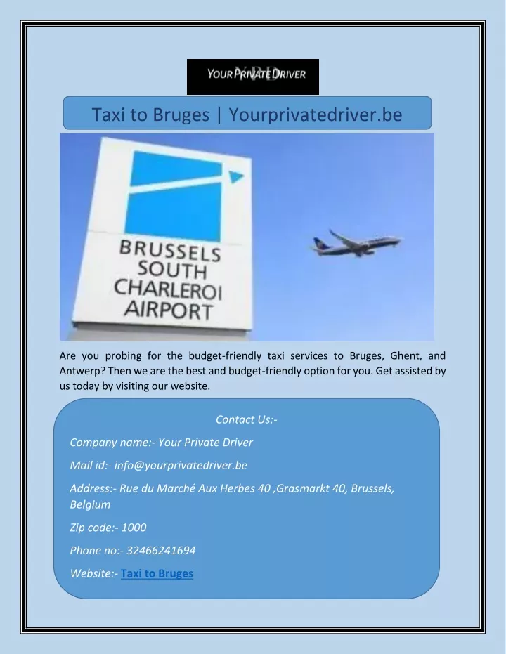 taxi to bruges yourprivatedriver be