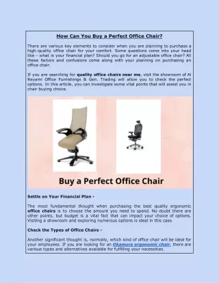 How Can You Buy a Perfect Office Chair