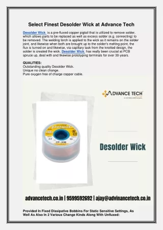 select finest desolder wick at advance tech