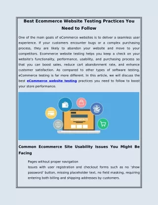 Best Ecommerce Website Testing Practices You Need to Follow
