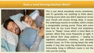 Does a Loud Snoring Solution Work