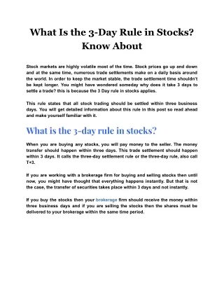what is the 3 day rule in stocks know about