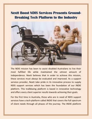 Nextt Boost NDIS Services Presents Ground-Breaking Tech Platform to the Industry