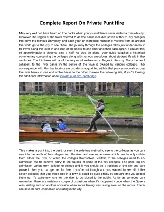 Complete Report On Private Punt Hire