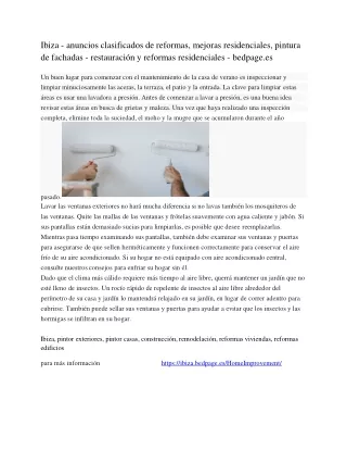 Ibiza - anuncios clasificados de reformas, mejoras residenciales, pintura de fachadas - restauración y reformas residenc