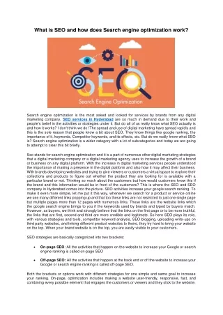 what is seo and how does search engine