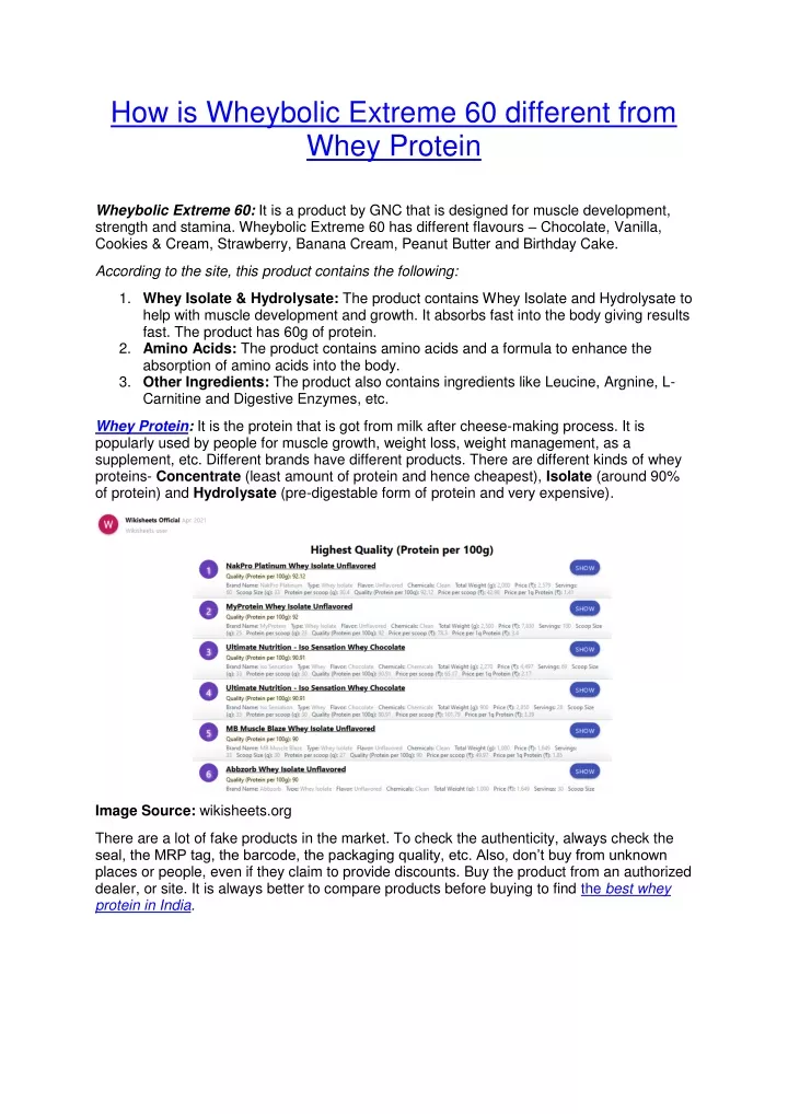 how is wheybolic extreme 60 different from whey