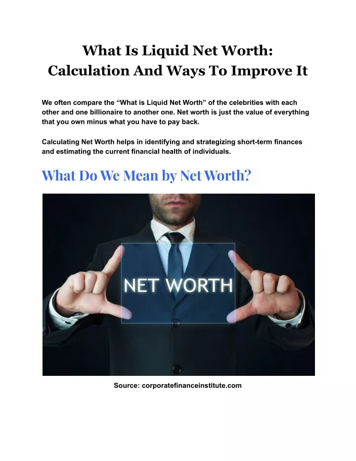 what is liquid net worth calculation and ways